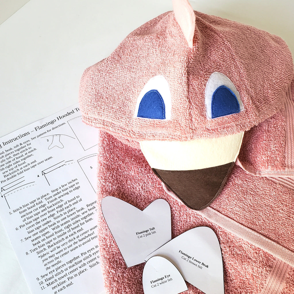 Sewing Pattern, Flamingo Hooded Towel - Digital Download
