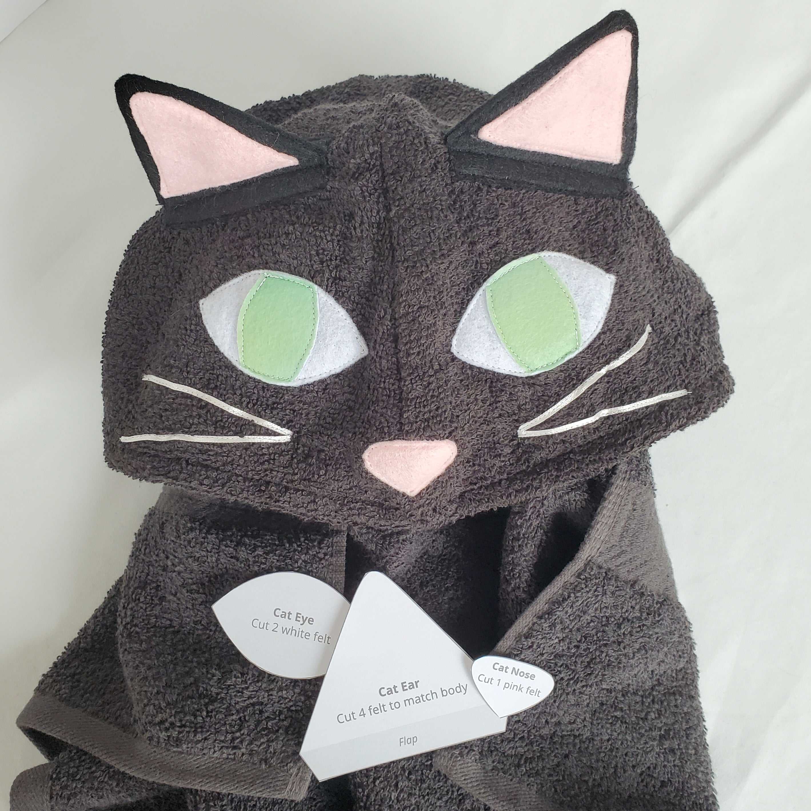 Sewing Pattern, Cat Hooded Towel - Digital Download