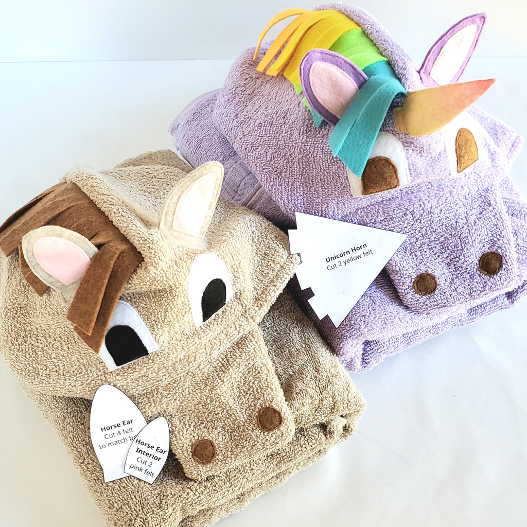 Best Seller Bundle - Animal Hooded Towel Sewing Pattern Group - Shark Puppy Horse Monster - Kids Bath Towel Patterns - PDF Instant Download