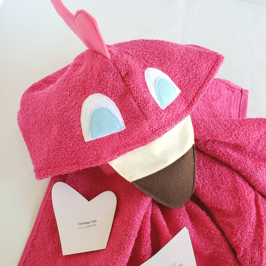 Sewing Pattern, Flamingo Hooded Towel - Digital Download