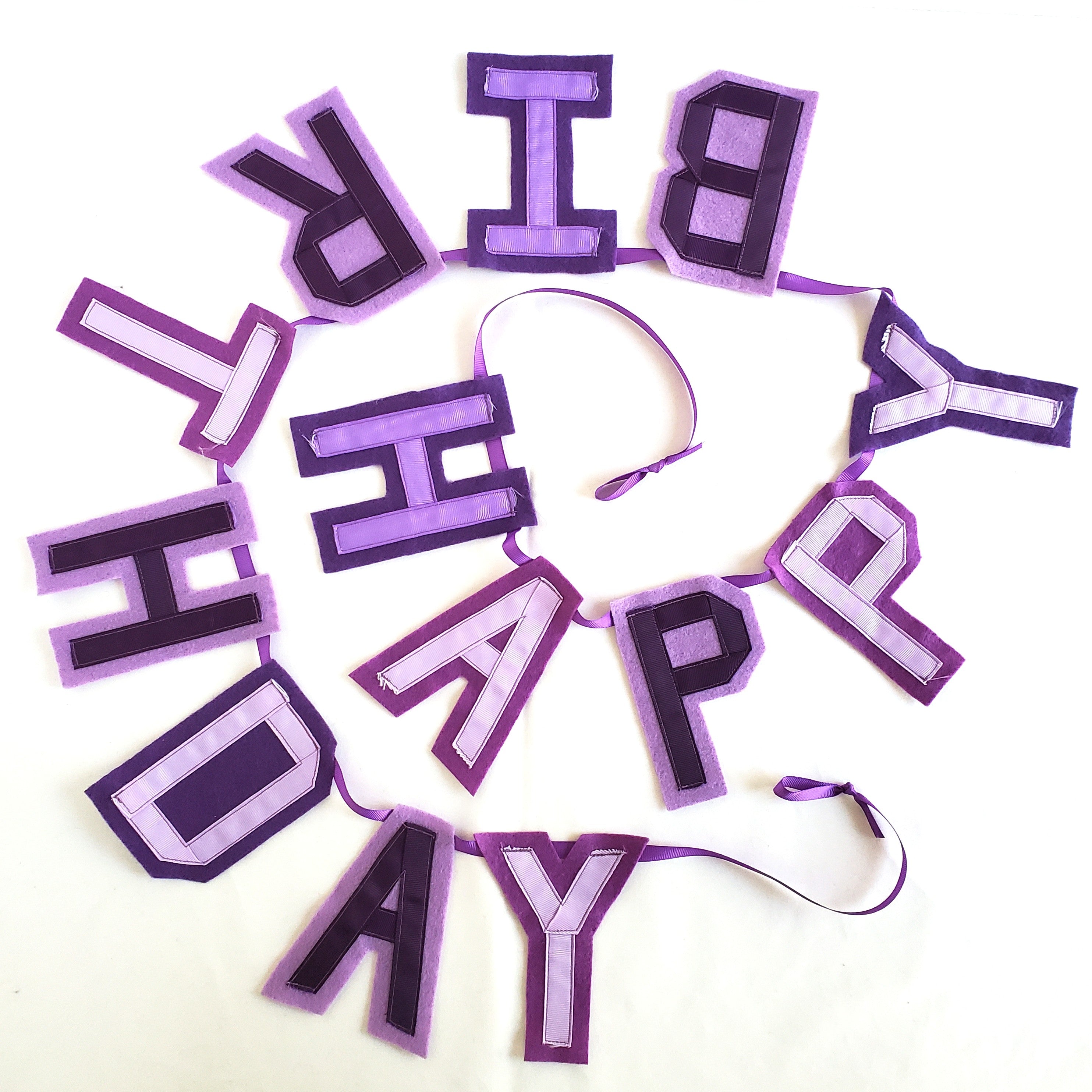 Happy Birthday Letters - PDF Pattern Instant Download, Felt and Ribbon Sewing Project
