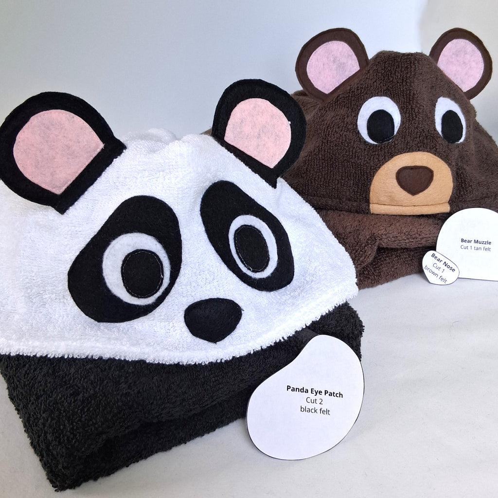 Sewing Pattern, Bear or Panda Hooded Towel - Digital Download