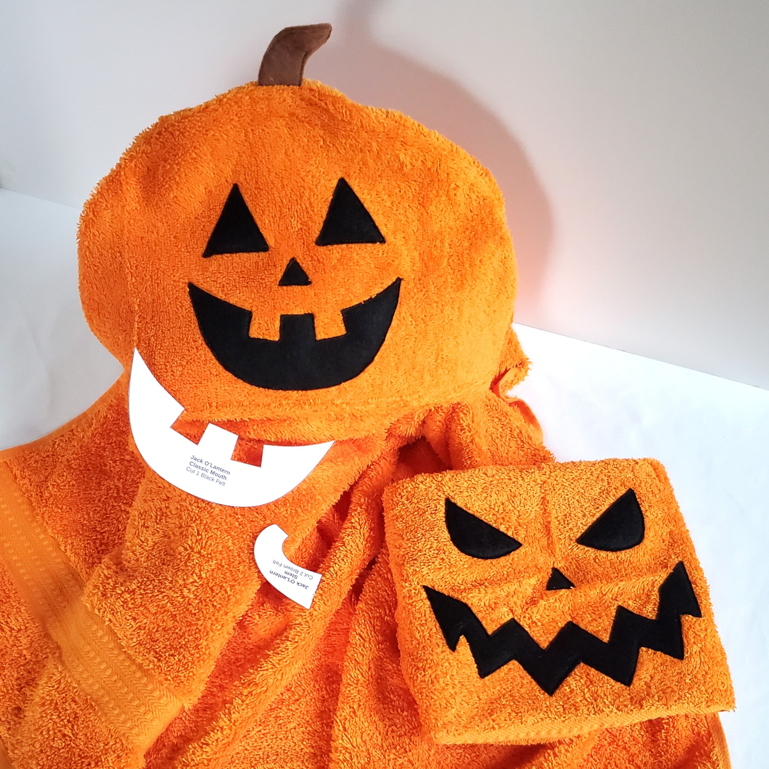 Sewing Pattern, Jack O'Lantern Hooded Towel - Digital Download