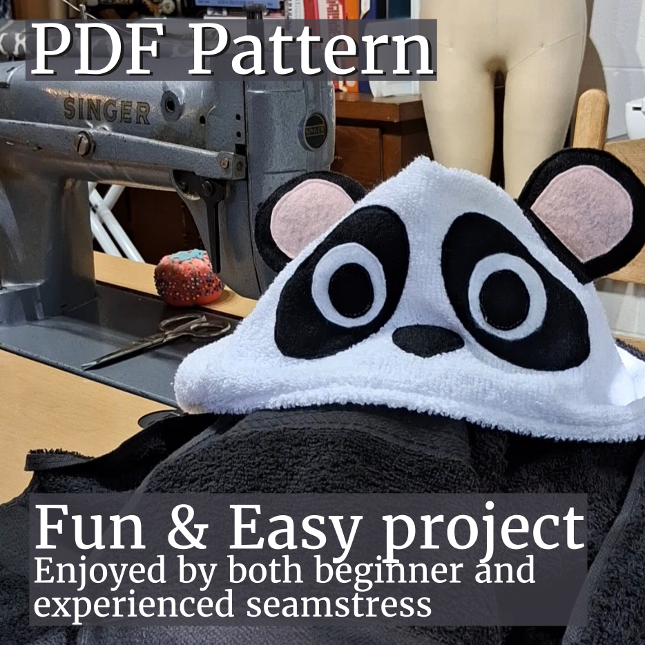 Sewing Pattern, Bear or Panda Hooded Towel - Digital Download