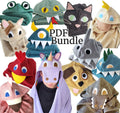 Animal Hooded Towel Sewing Patterns Bundle – Puppy, Shark, Unicorn, Alligator, Frog, Chicken, Duck, Monster, Flamingo, Snake, Dinosaur, Cat (PDF Instant Download)