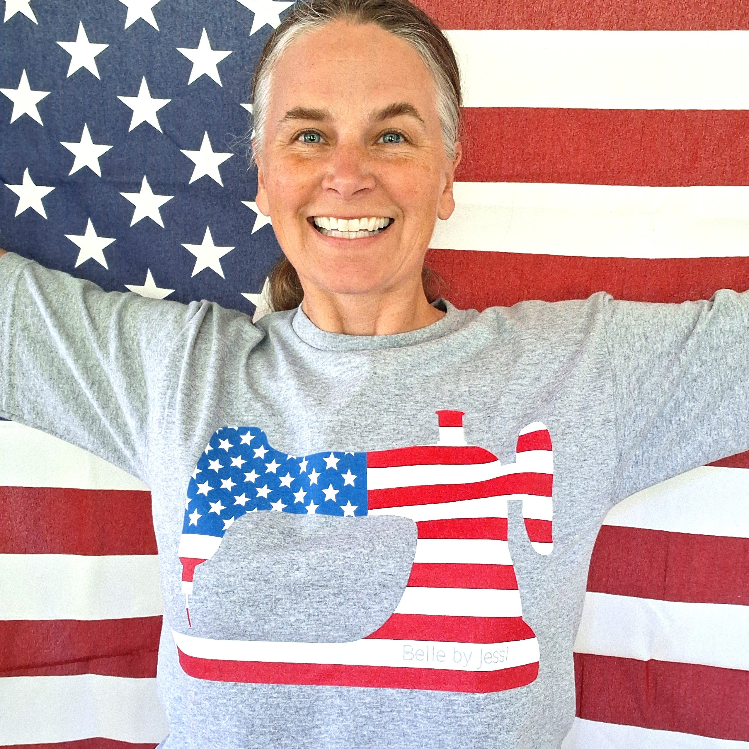 Sewing Machine T-Shirt USA Flag, American Made