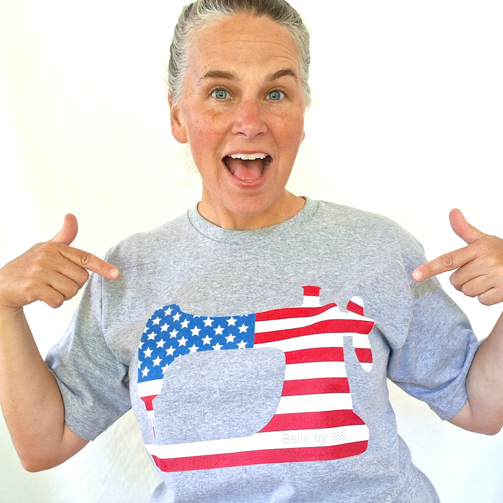 Sewing Machine T-Shirt USA Flag, American Made