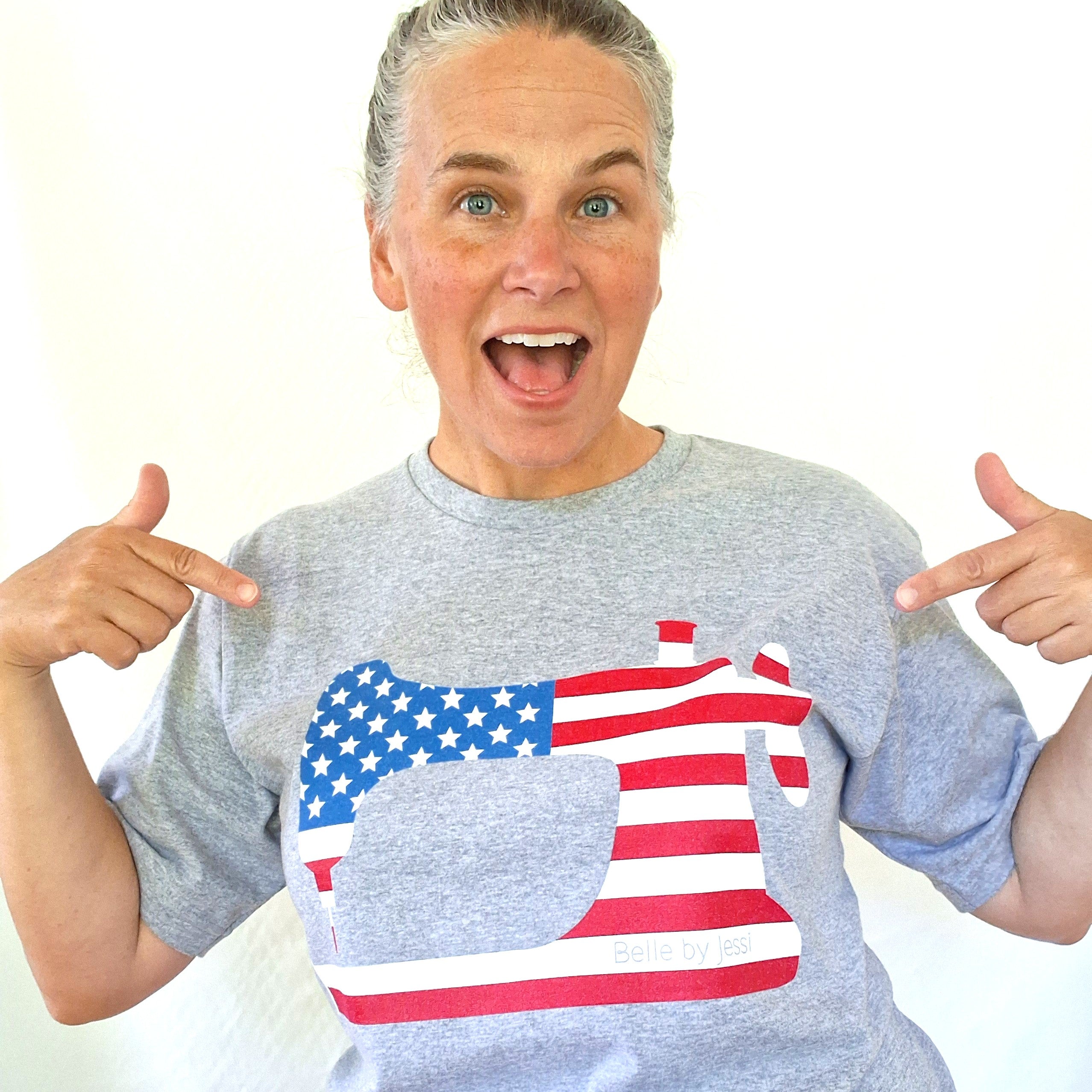 Sewing Machine T-Shirt USA Flag, American Made