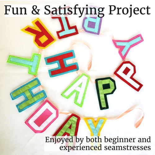 Happy Birthday Letters - PDF Pattern Instant Download, Felt and Ribbon Sewing Project
