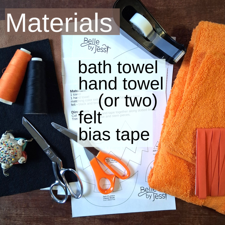 Sewing Pattern, Jack O'Lantern Hooded Towel - Digital Download
