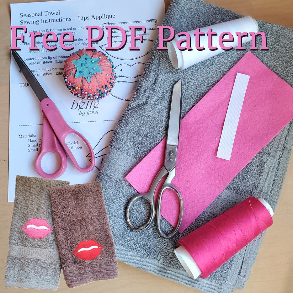 Sewing Pattern - Digital Download, Lip Applique for Towel