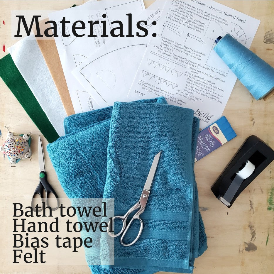 Sewing Pattern, Dinosaur Hooded Towel - Digital Download