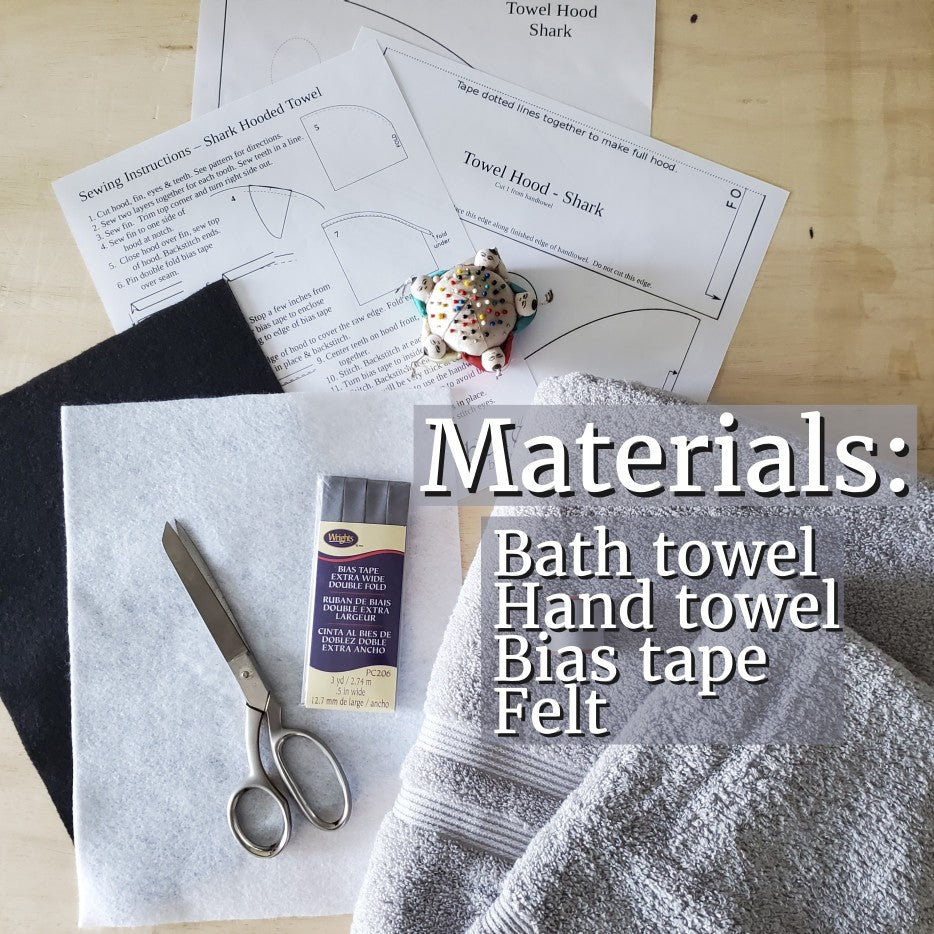 Sewing Pattern, Shark Hooded Towel - Digital Download