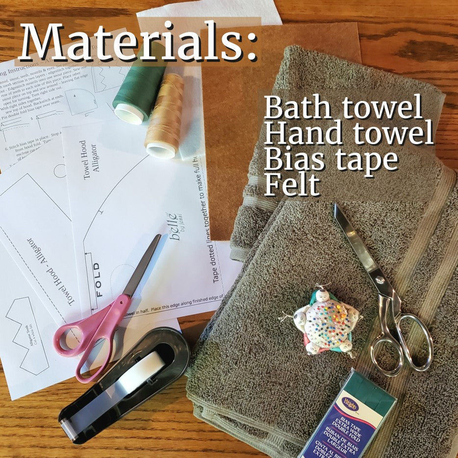 Sewing Pattern, Alligator Hooded Towel - Digital Download