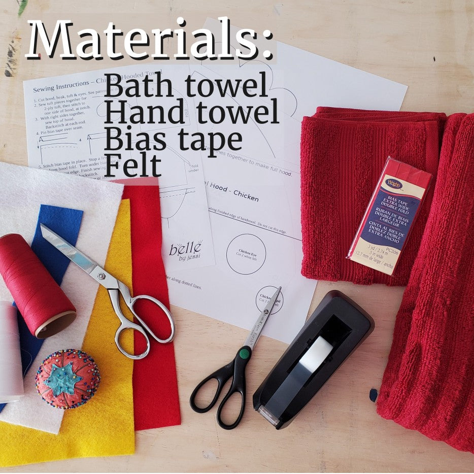 Sewing Pattern, Chicken Hooded Towel - Digital Download