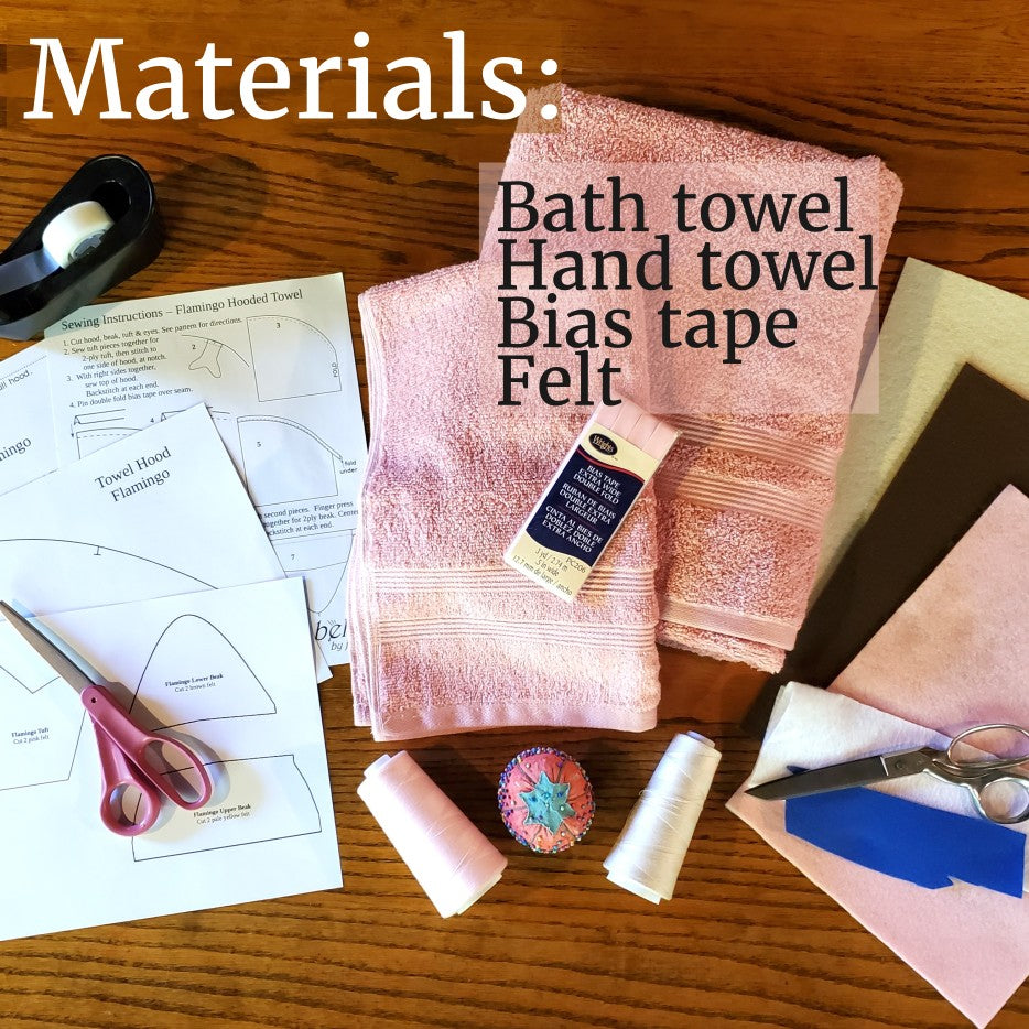Sewing Pattern, Flamingo Hooded Towel - Digital Download