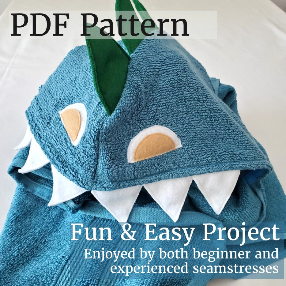 Sewing Pattern, Dinosaur Hooded Towel - Digital Download