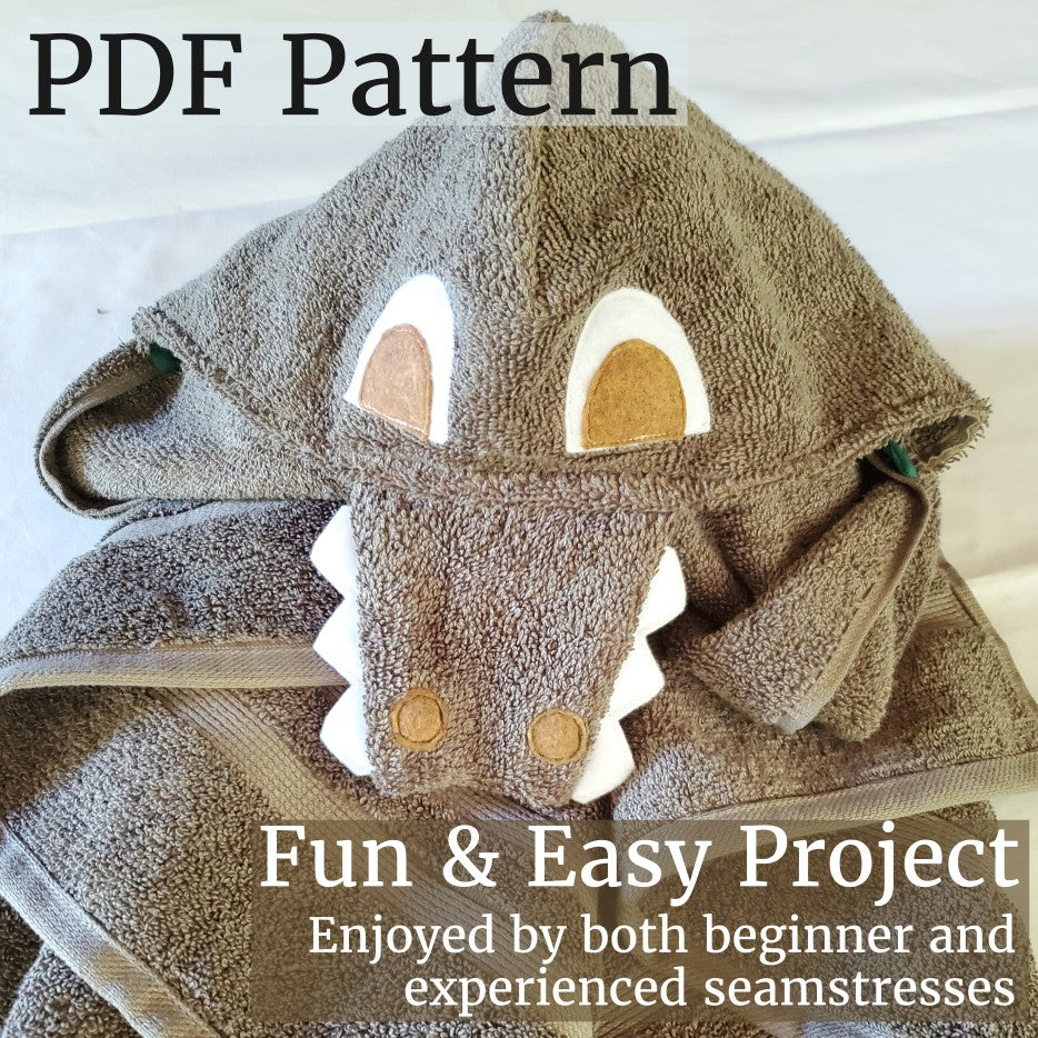 Sewing Pattern, Alligator Hooded Towel - Digital Download