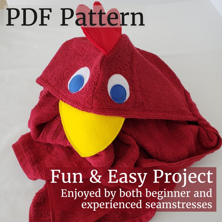 Animal Hooded Towel Sewing Patterns Bundle – Puppy, Shark, Unicorn, Alligator, Frog, Chicken, Duck, Monster, Flamingo, Snake, Dinosaur, Cat (PDF Instant Download)