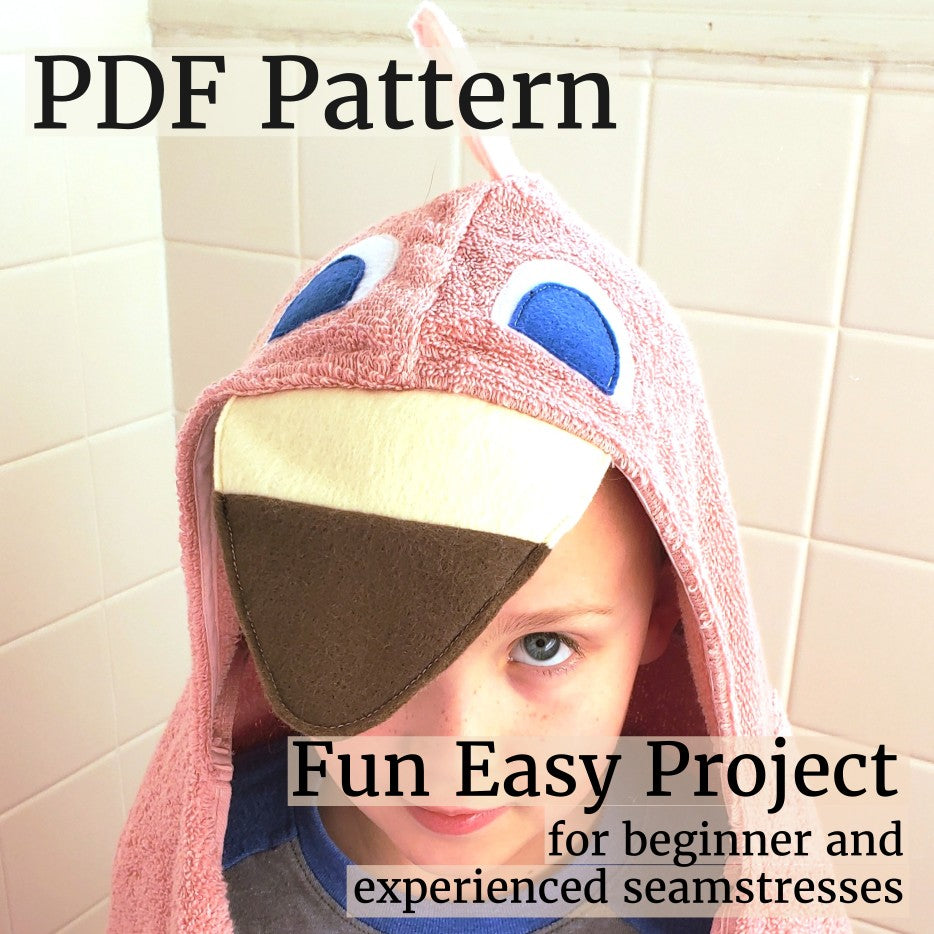 Sewing Pattern, Flamingo Hooded Towel - Digital Download