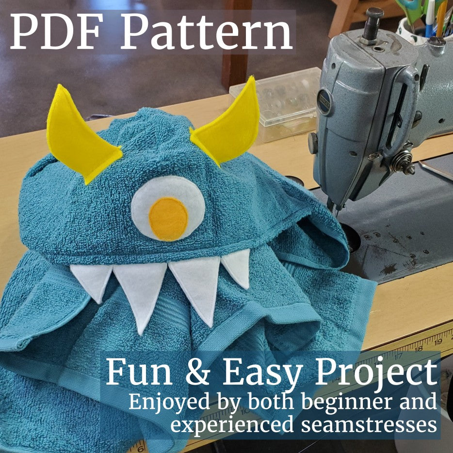 Sewing Pattern, Monster Hooded Towel - Digital Download