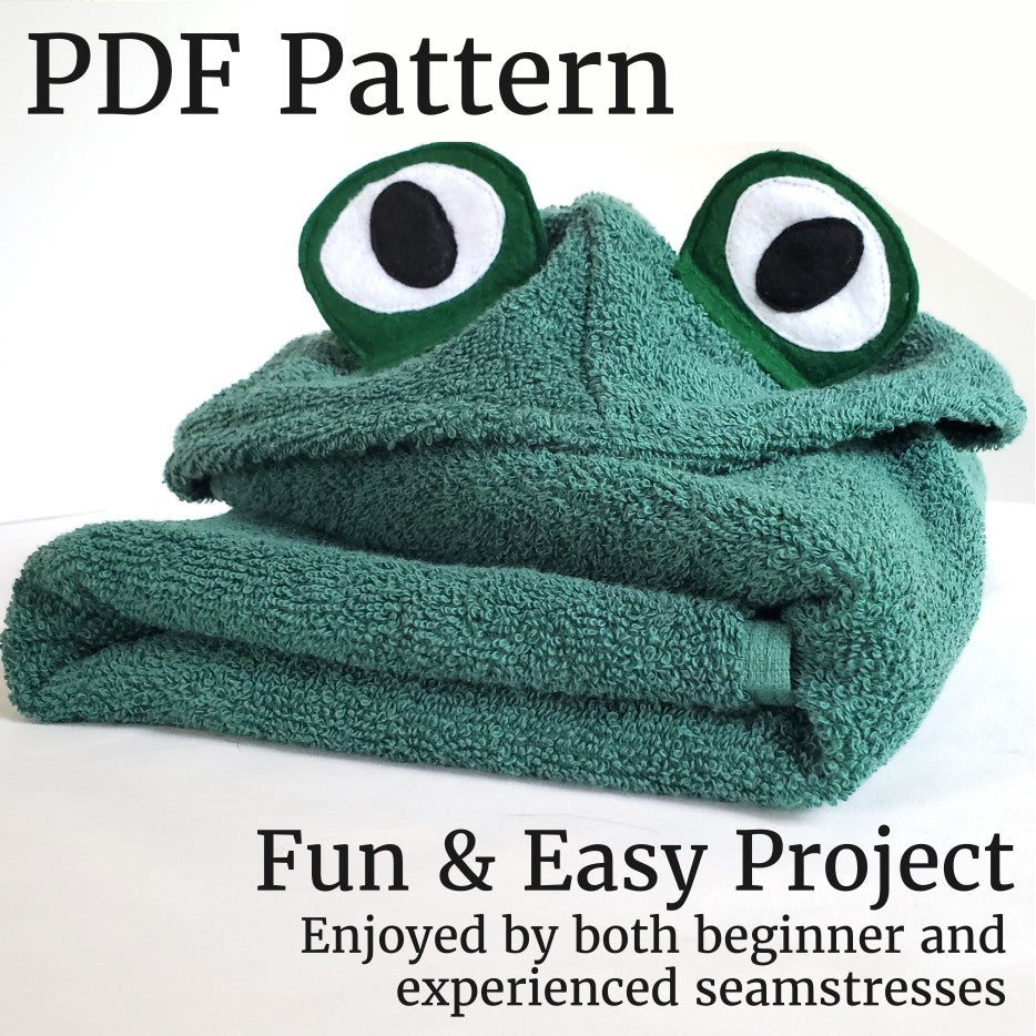 Sewing Pattern, Frog Hooded Towel - Digital Download
