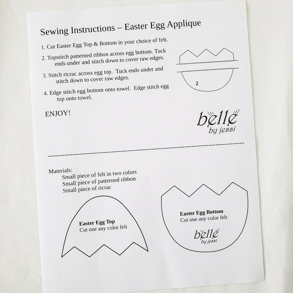 Sewing Pattern, Easter Egg Applique for Towel