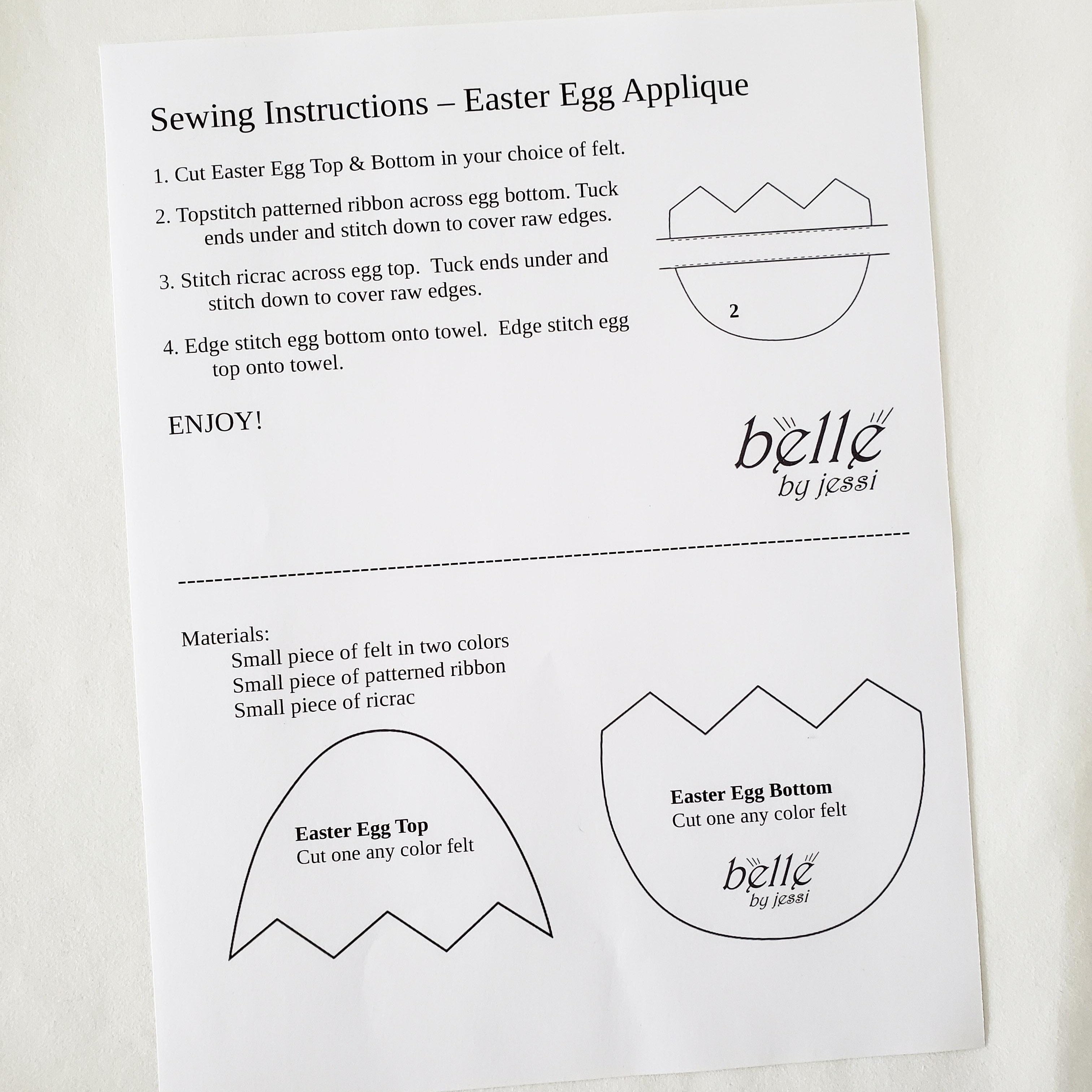 Sewing Pattern, Easter Egg Applique for Towel