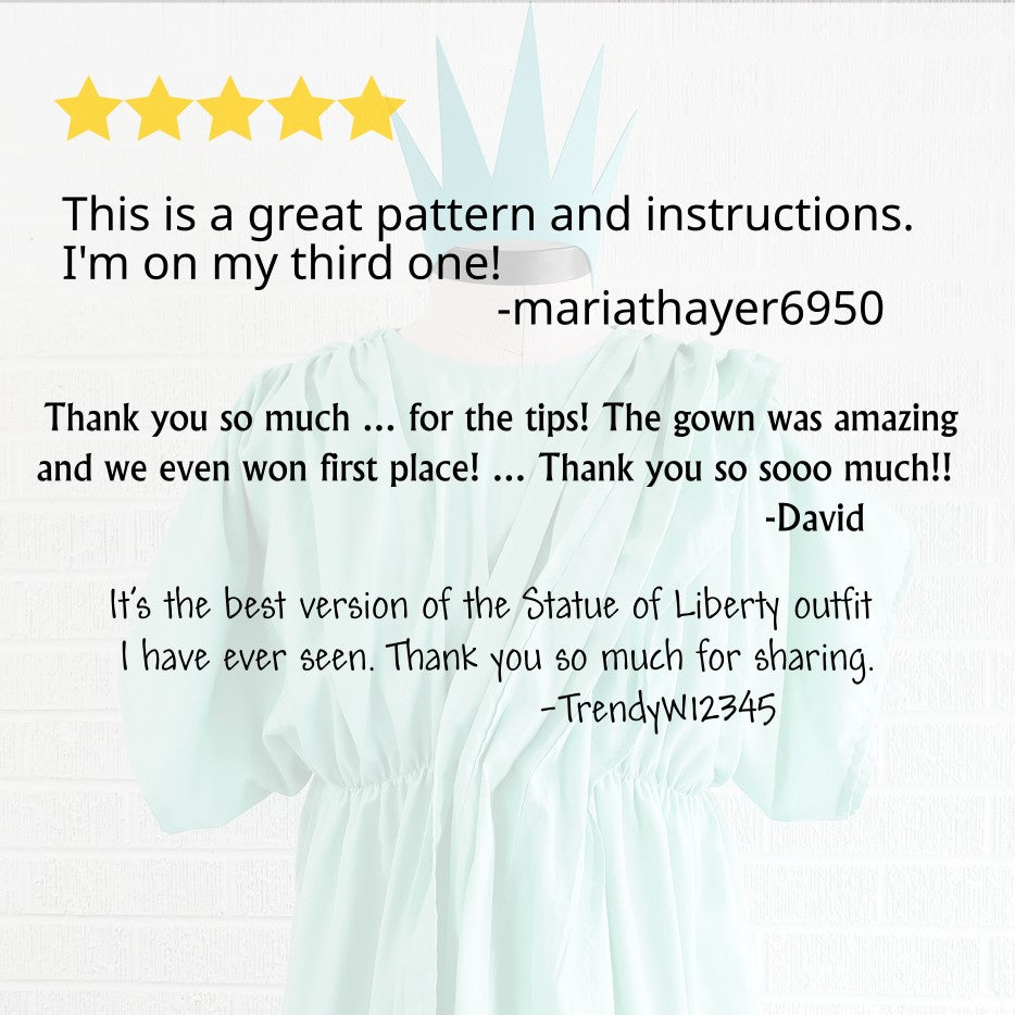 Sewing Pattern - Statue of Liberty Costume, digital download