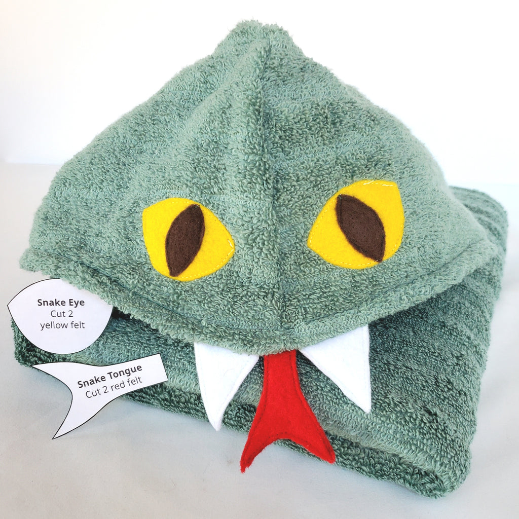 Sewing Pattern, Snake Hooded Towel - Digital Download