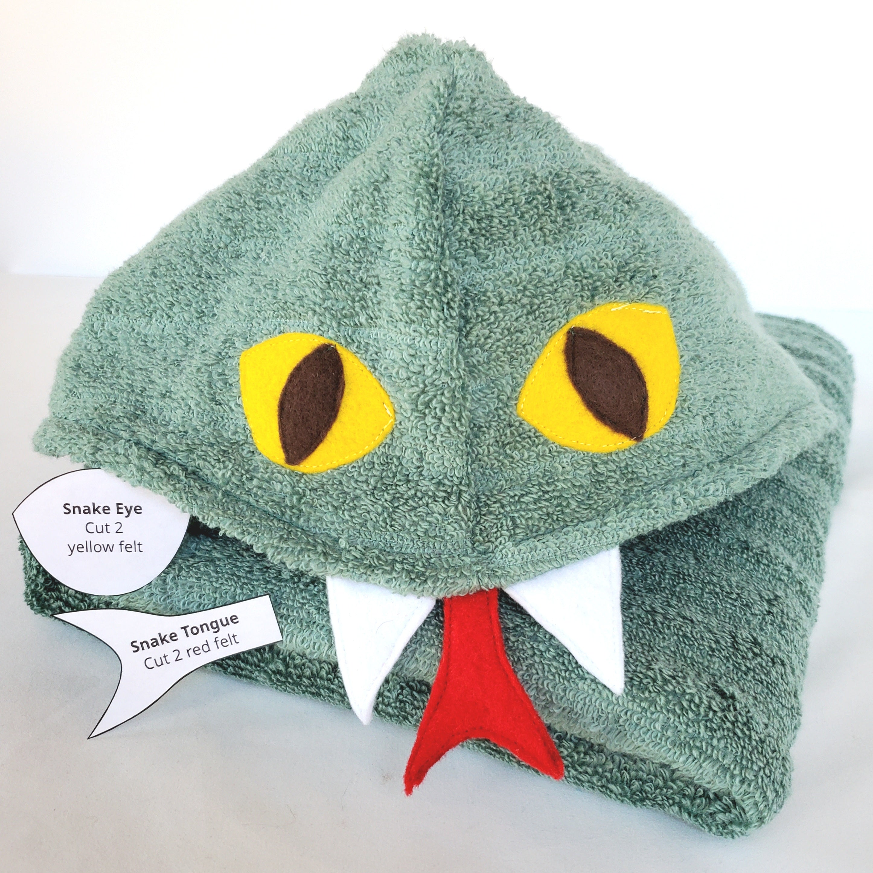 Sewing Pattern, Snake Hooded Towel - Digital Download