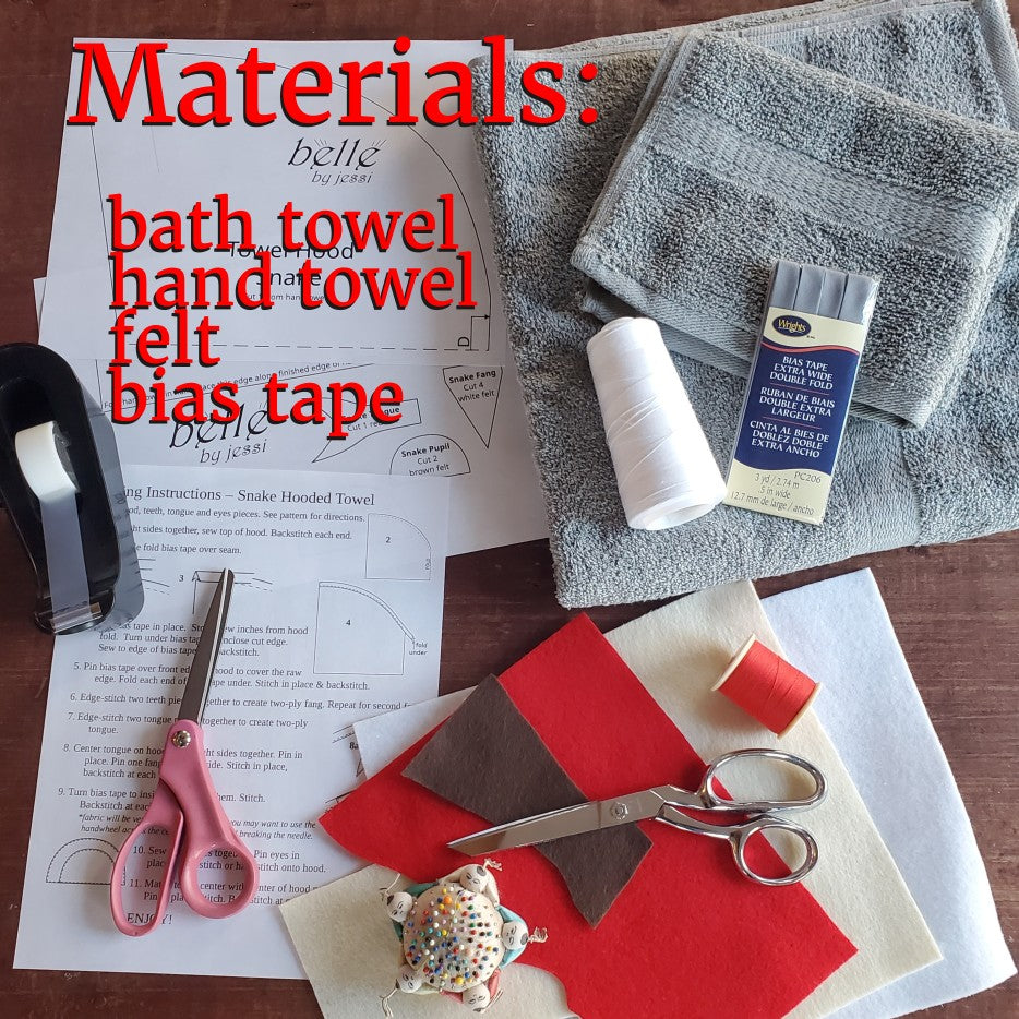Sewing Pattern, Snake Hooded Towel - Digital Download