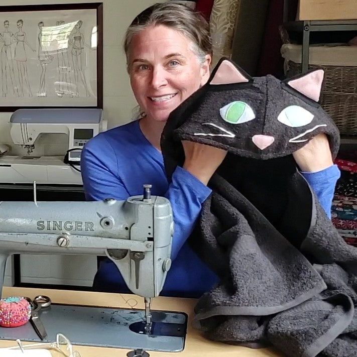 Sewing Pattern, Cat Hooded Towel - Digital Download